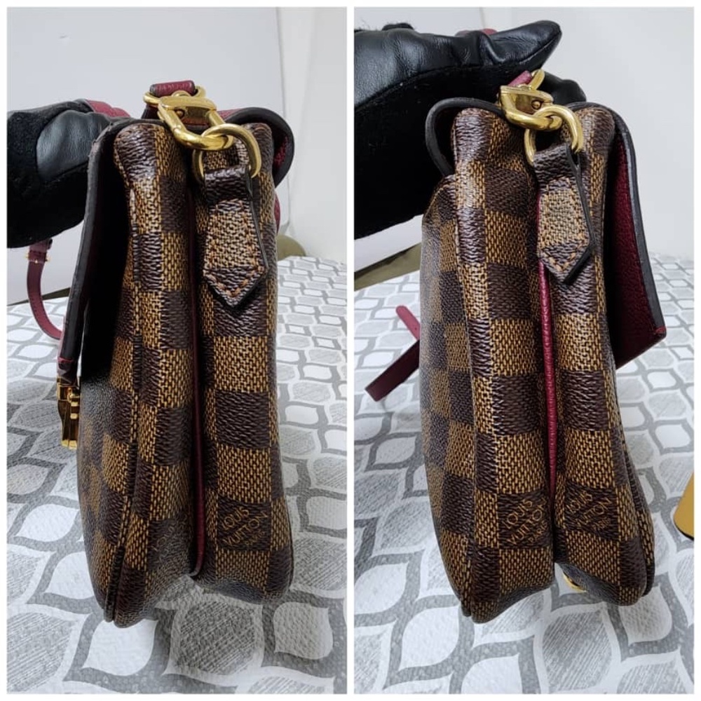 Authentic Louis Vuitton Damier Ebene Clapton PM Shoulder Bag Brown/Wine - Picture 12 of 13